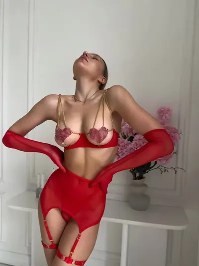 Valeria Eldivenli Jartiyer Takım - Kırmızı